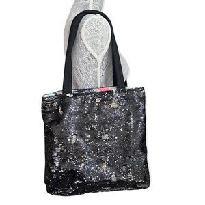 Rachel Roy black sequin tote bag